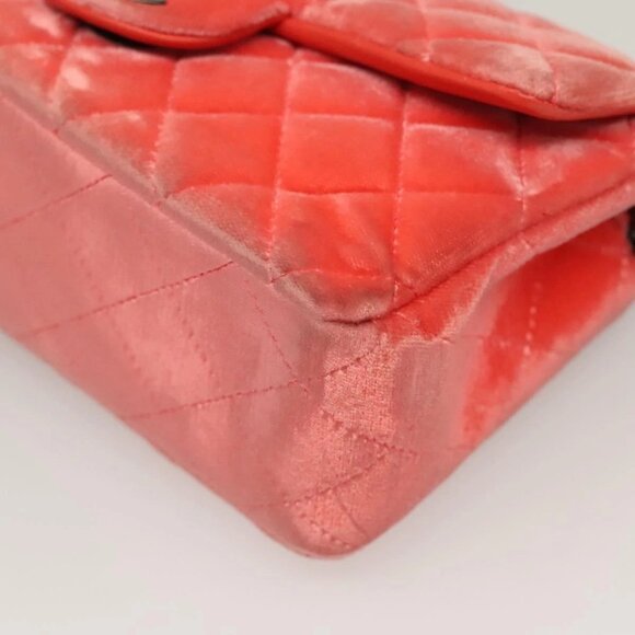 CHANEL Matelasse Chain Shoulder Bag Velor Pink CC Auth 129957 - Picture 3 of 16